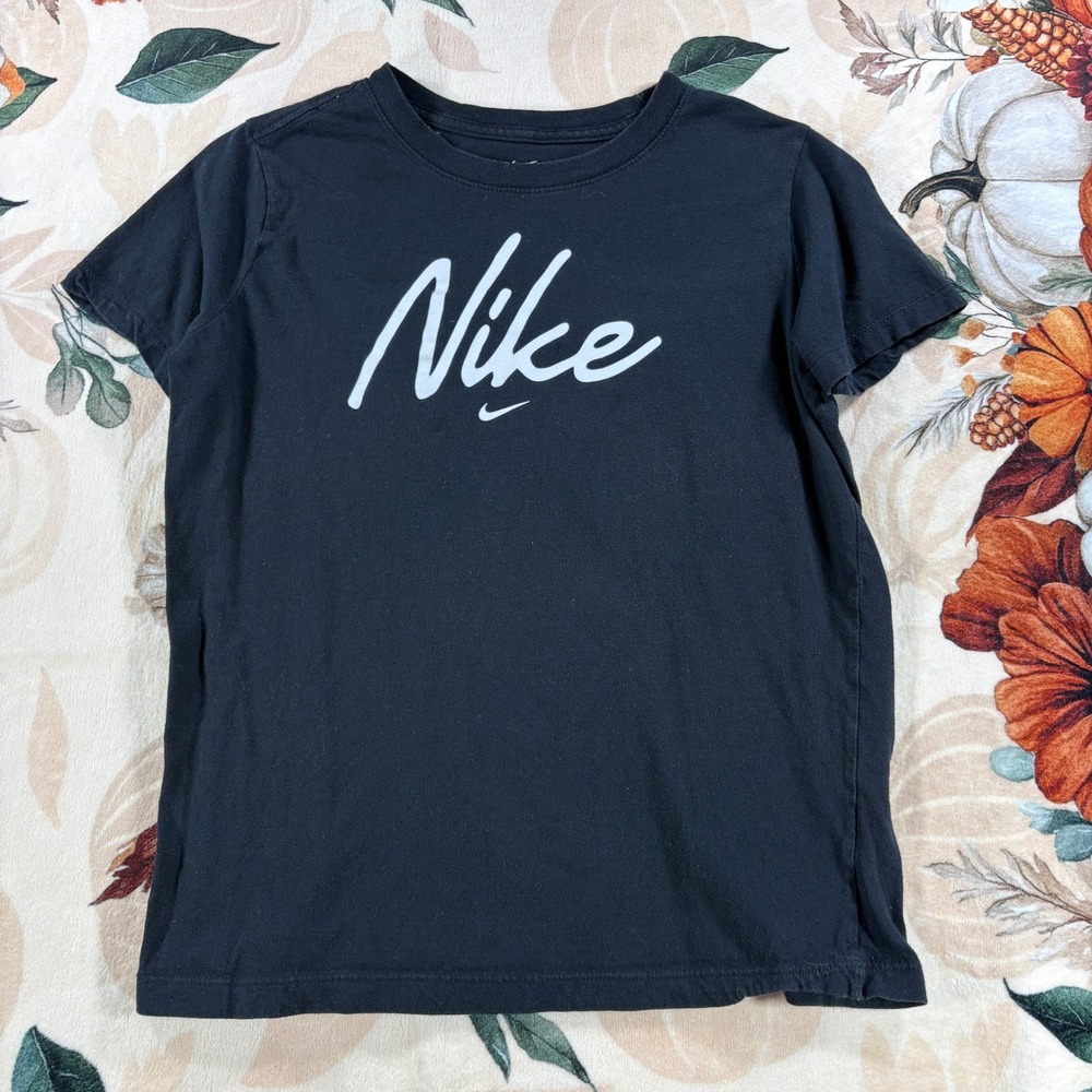 Nike The Nike Tee Mens Script Logo Swoosh Cotton Black Lightweight Crew Size XL